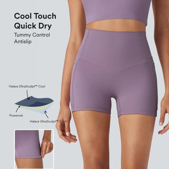 Halara High-Waisted UltraSculpt Lilac Biker Shorts With Tummy Control Size XS - Picture 4 of 5